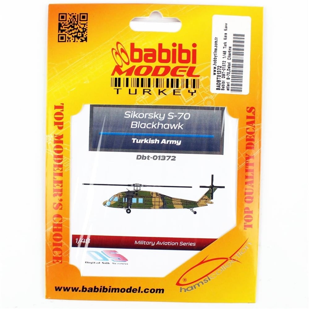 Babibi DBT-01372 1/48 Ölçek, Türk Kara Kuvvetleri S-70, Dekal Çıkartma