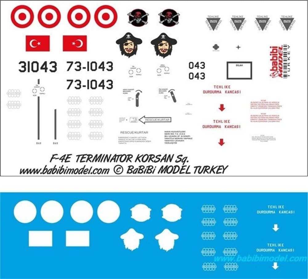 Babibi DBT01006 1/48 Ölçek, F-4, Korsan Terminatör, Dekal Çıkartma