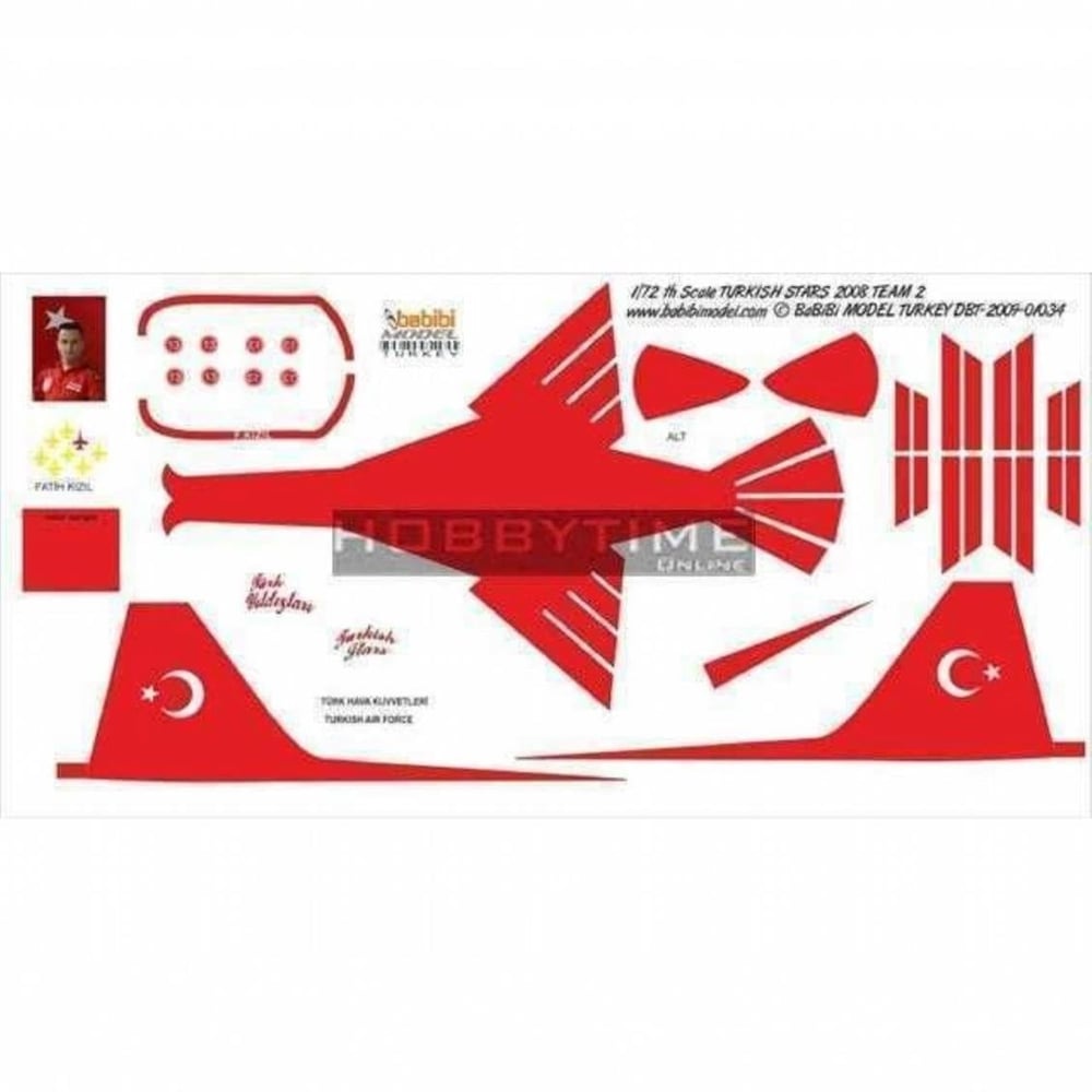 Babibi DBT01034 1/72 Ölçek, Türk Yıldızları 2008-2, Dekal Çıkartma