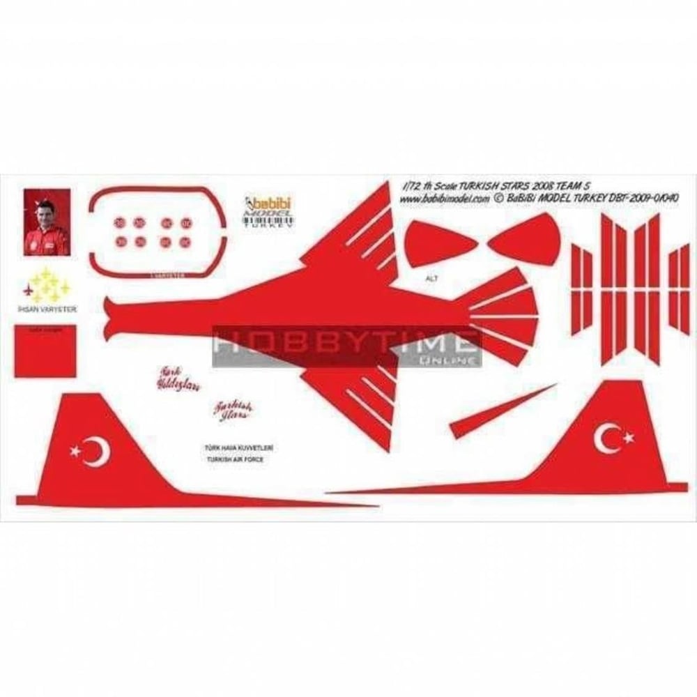 Babibi DBT01040 1/72 Ölçek, NF-5A, Türk Yıldızları 2008-5, Dekal Çıkartma