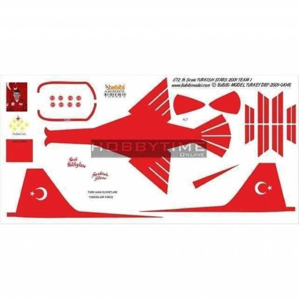 Babibi DBT01048 1/72 Ölçek, Türk Yıldızları 2009-1, Dekal Çıkartma