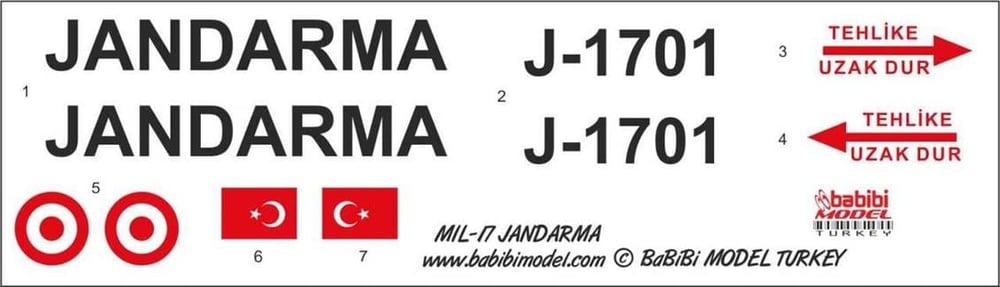 Babibi DBT01226 1/72 Ölçek, MİL-17, Jandarma, Dekal Çıkartma