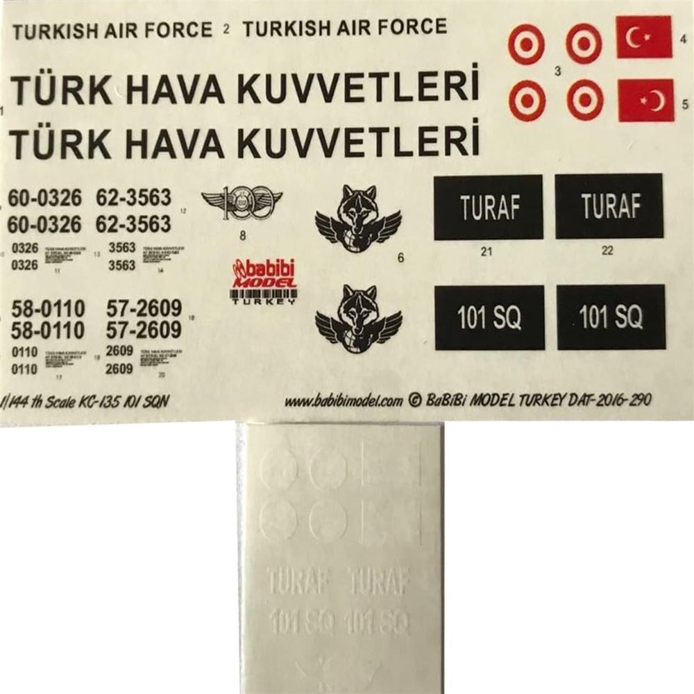 Babibi DBT01290 1/144 Ölçek, KC-135 Tanker, Dekal Çıkartma