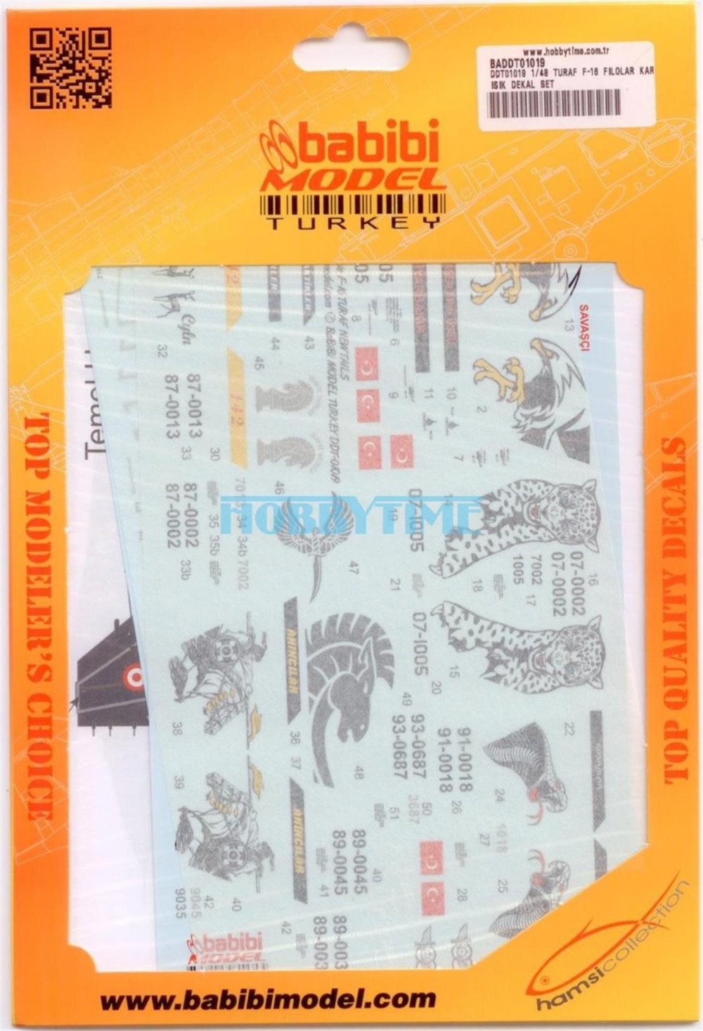 Babibi DDT01019 1/48 Ölçek, Turaf F-16, Filolar Karışık, Dekal Çıkartma