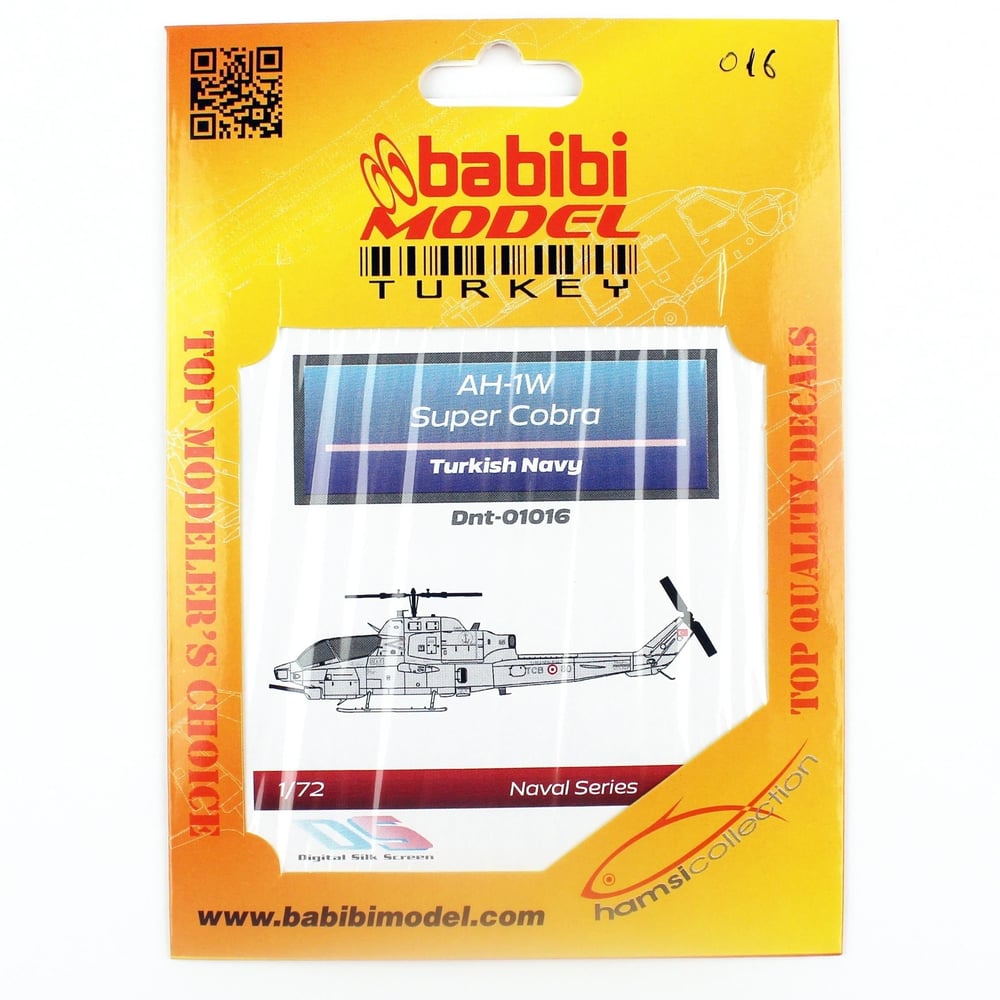 Babibi DNT01016 1/72 Ölçek, AH-1W Süper Kobra Türk Deniz Kuvvetleri Decal Çıkartma