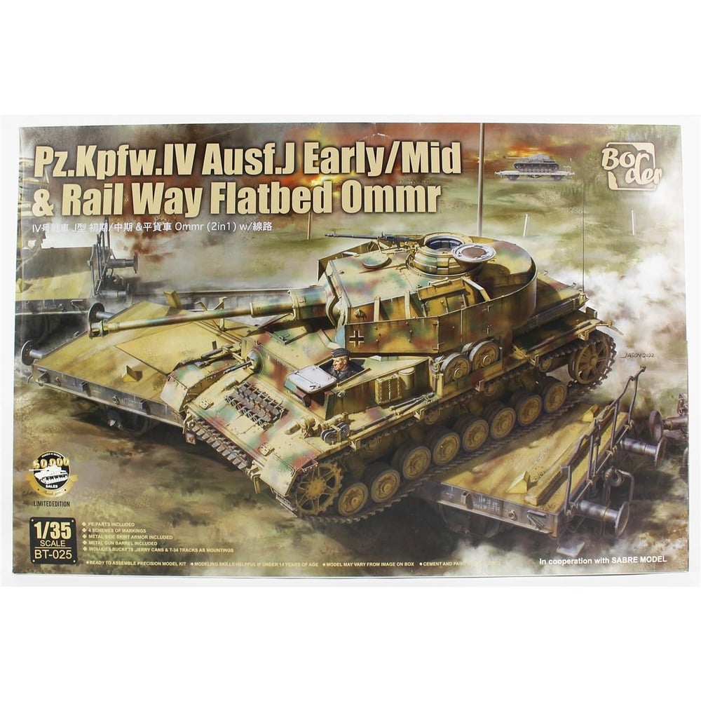 Border BT-025 1/35 Ölçek, Pz.Kpfw. IV Ausf. J , Erken Dönem Tankı ve Ommr Tren Vagonu , Plastik Model Kiti