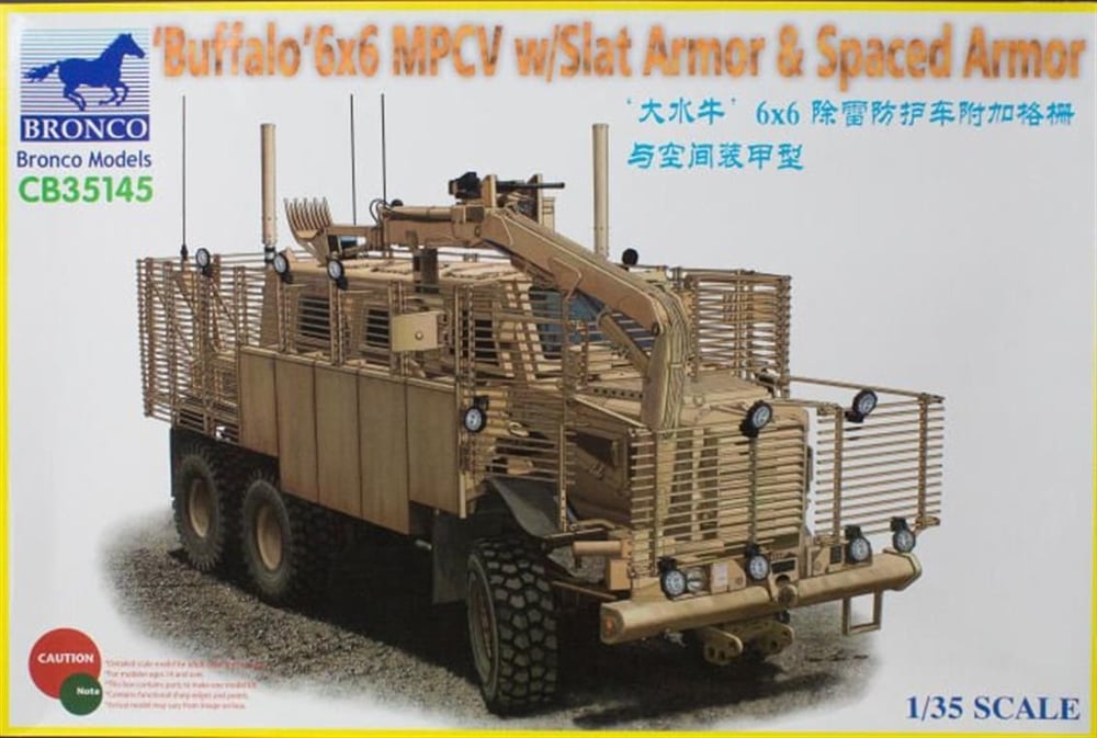 Bronco CB35145 1/35 Ölçek, BUFFALO 6x6 MPCV w/Slat Armor and Spa, Plastik Model kiti