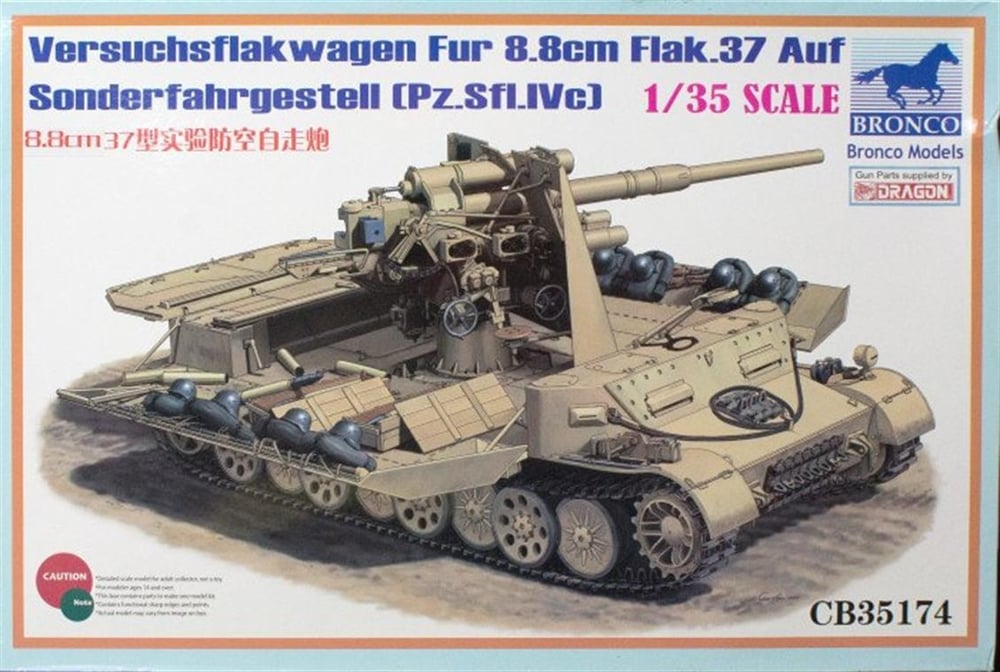Bronco CB35174 1/35 Ölçek, Versuchsflakwagen 8.8cm Flak 37 auf S, Plastik Model kiti