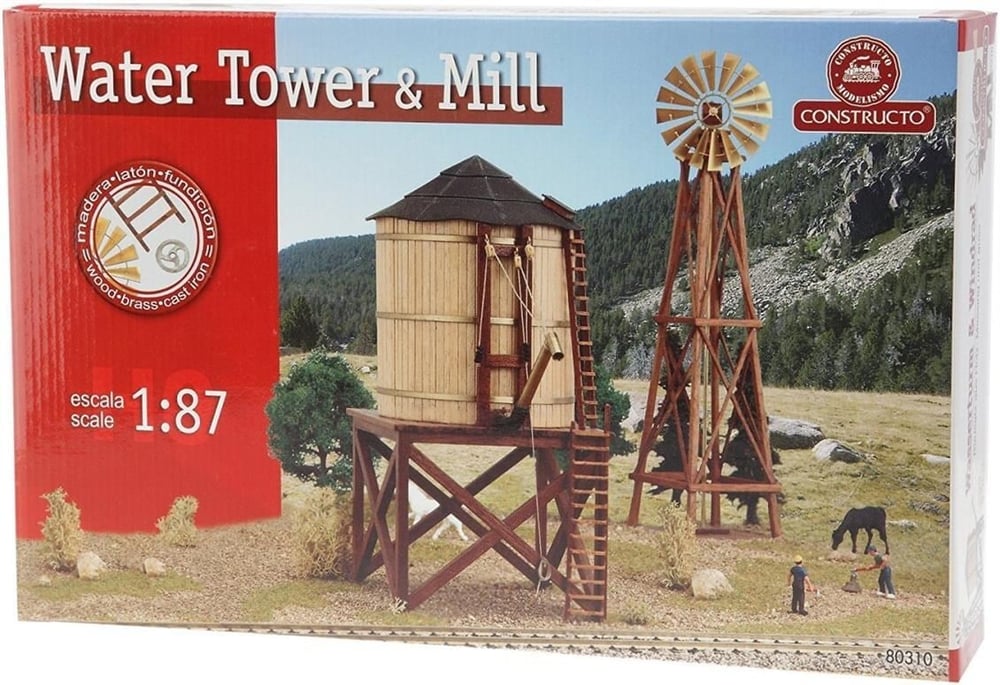 Constructo 80310 1/87 Ölçek, Set Water Tower + Mıll - Ahşap Kit
