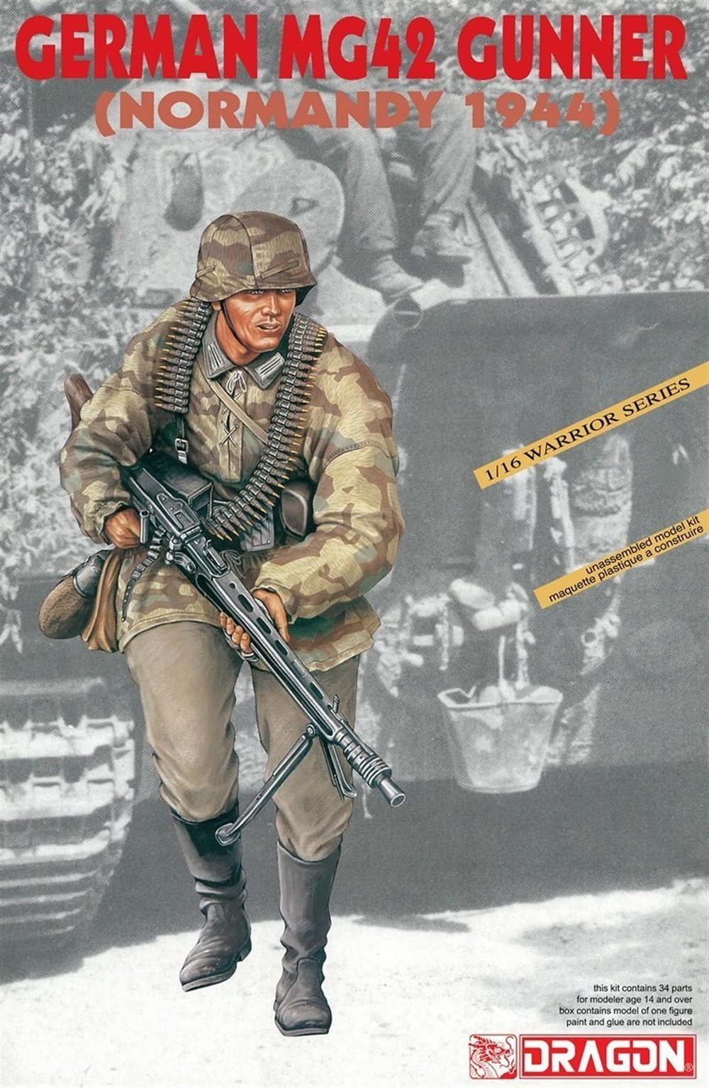 Dragon 1611 1/16 Ölçek, Alman MG42 Silahlı (Normandy 1944) Asker Figürleri Plastik Model Kiti