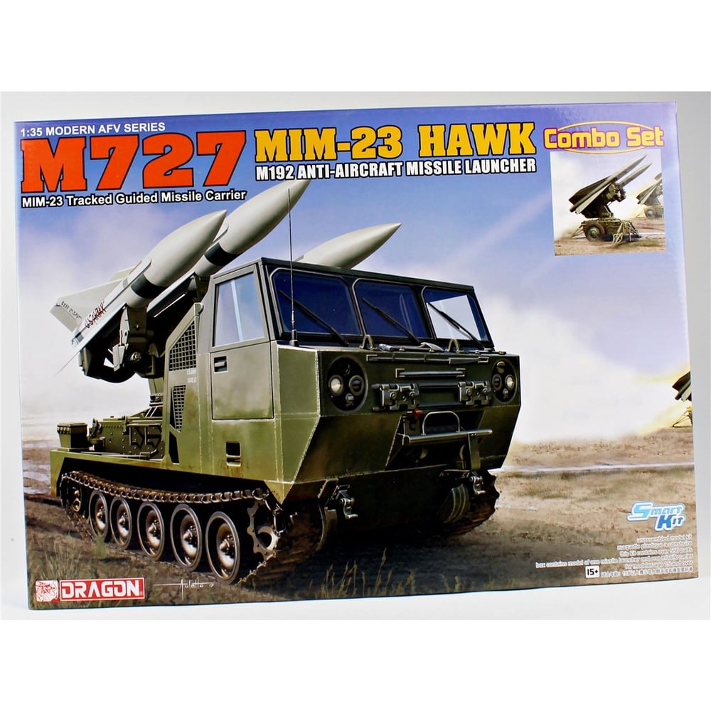 Dragon 3588 1/35 Ölçek, M727 Paletli Güdümlü Füze Taşıyıcı ve MIM-23 HAWK M192 Uçaksavar Füze Fırlatıcı Kombine Seti, Plastik M