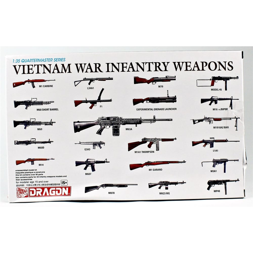 Dragon 3818 1/35 Ölçek, Vietnam Savaşı Piyade Silahları, 44 Adet, Plastik model Kiti