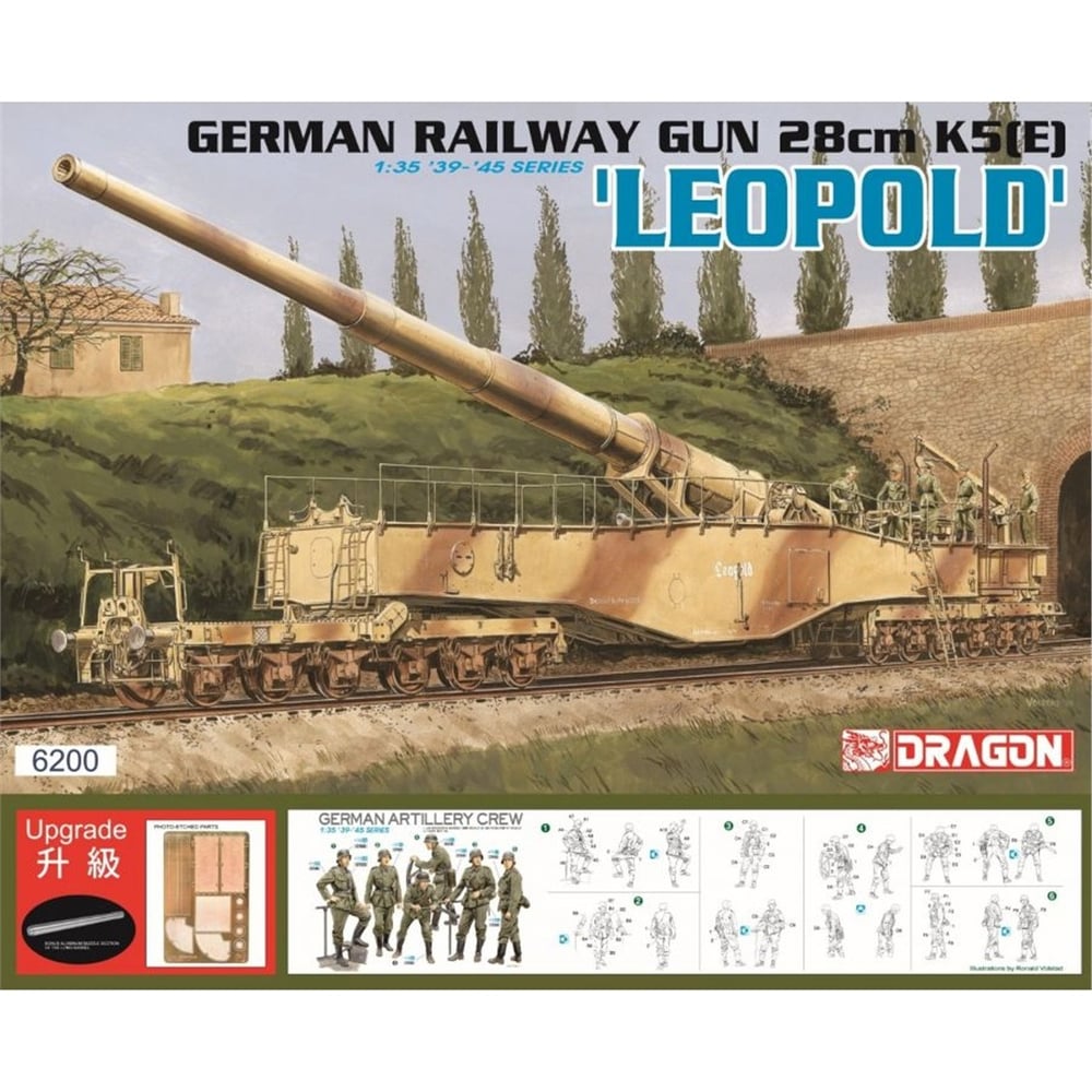 Dragon 6200 1/35 Ölçek, Alman Demiryolu Topu 28cm K5(E) (Leopold), Plastik Model Kiti