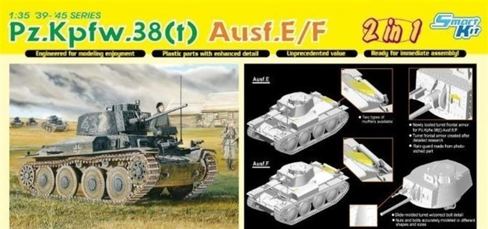 Dragon 6434 1/35 Ölçek, Pz.Kpfw.38(t) Ausf.E/F Tankı Plastik Model Kiti