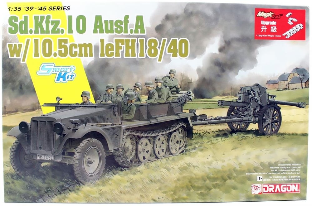 Dragon 6939 1/35 Ölçek, Sd.Kfz. 10 Ausf. A w/le.FH.18/40 Yarı Paletli Personel Ttaşıyıcı ve Top Arabası Plastik Model Kiti