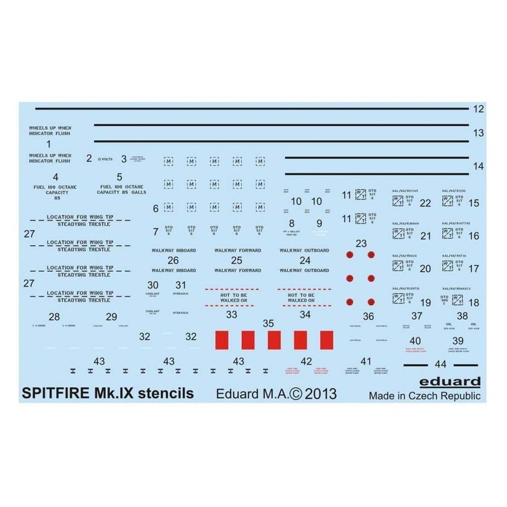 Eduard D48015 1/48 Ölçek, Spitfire Stencils Maket Detay S