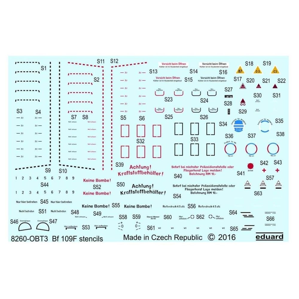 Eduard D48026 1/48 Ölçek, Bf 109F Stencils For Mak
