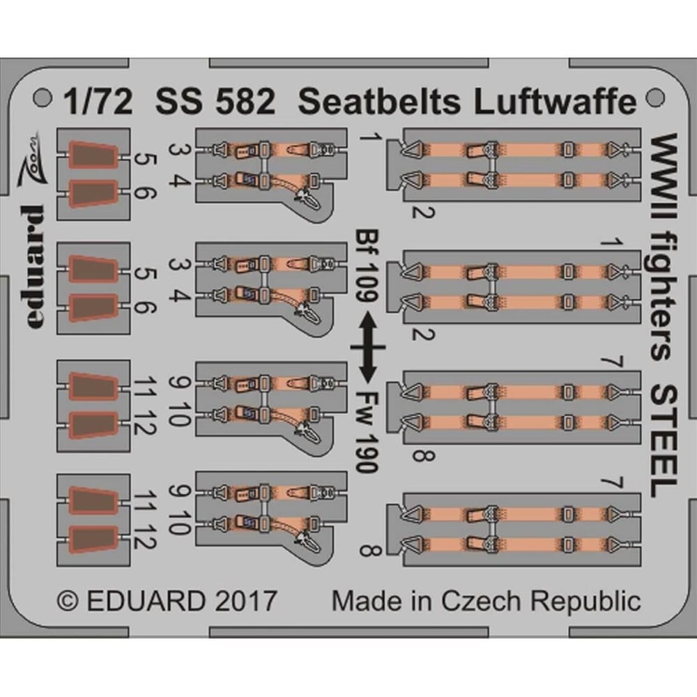 Eduard Ss582 1/72 Ölçek, Seatbelts Luftwaffe WWII Fighter