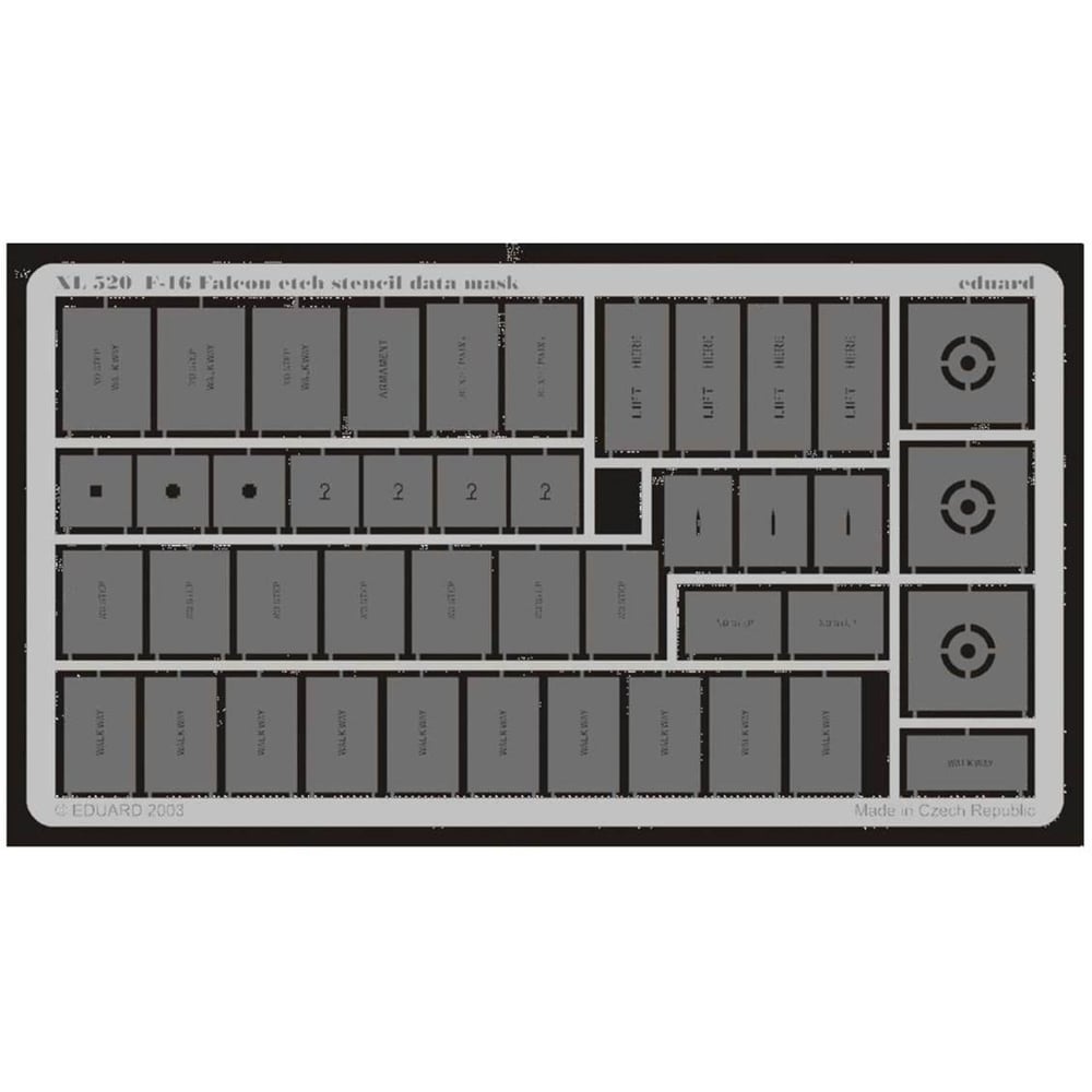 Eduard Xl520 1/32 Ölçek, F-16 Etch Stencil Data Mask -Etc