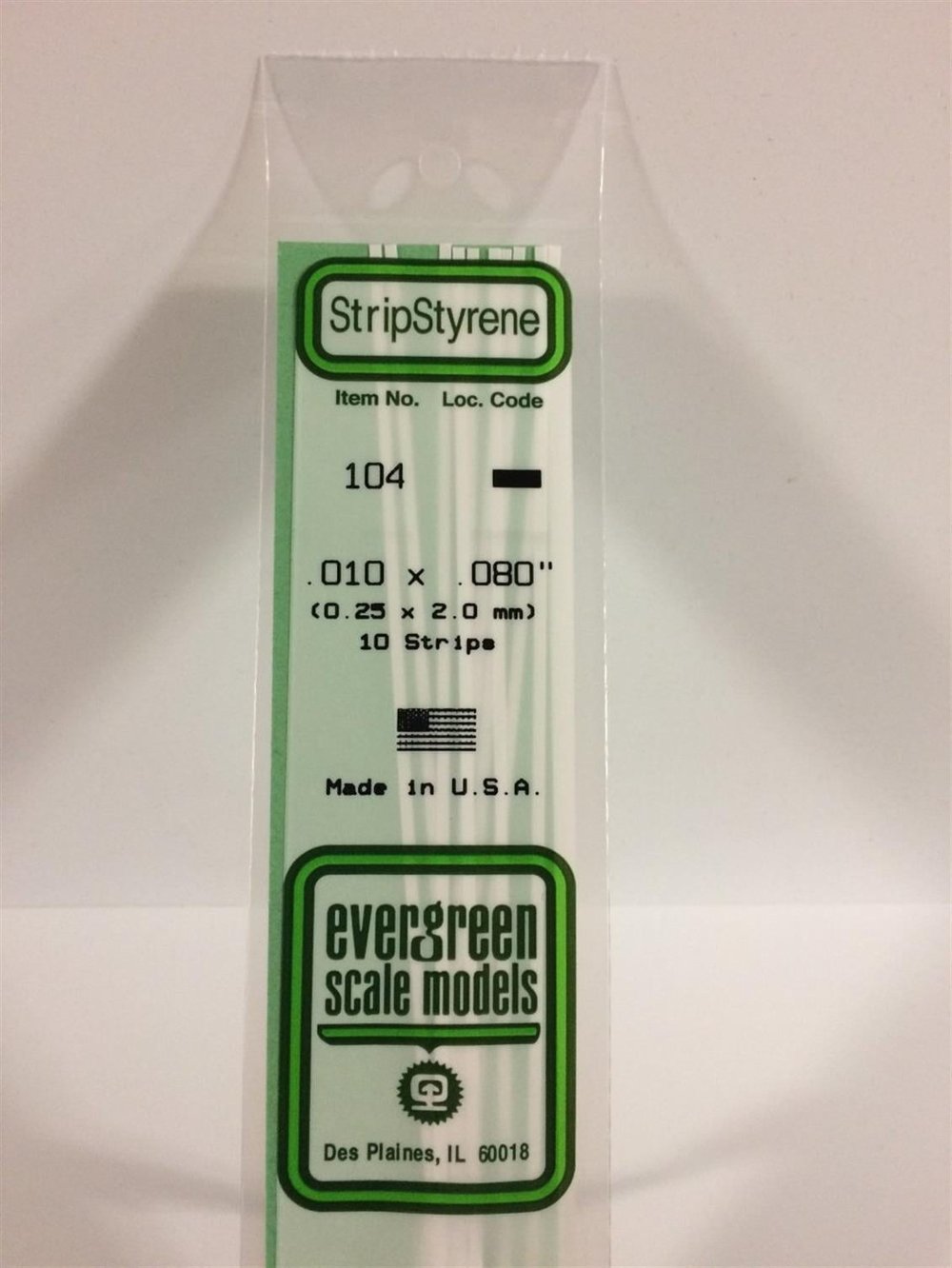 Evergreen 104 0,25*2,00*355 Mm Köşeli Çubuk-10 Adet -Beyaz