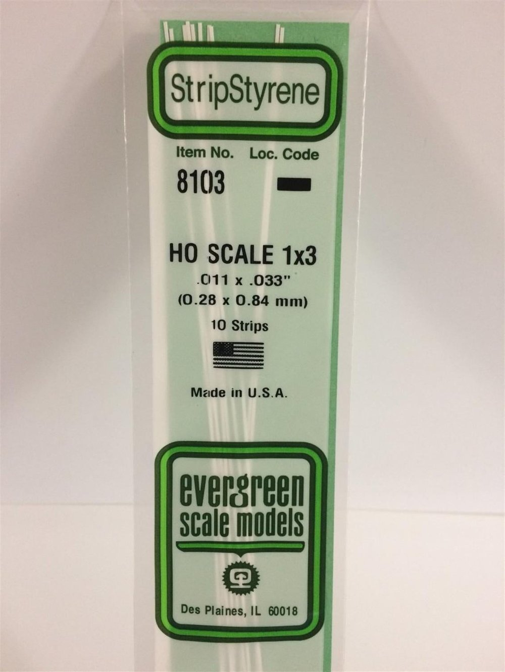Evergreen 8103 Plastik Çıta-355Mm Boy-0,28X0,84Mm-10 Adet -B