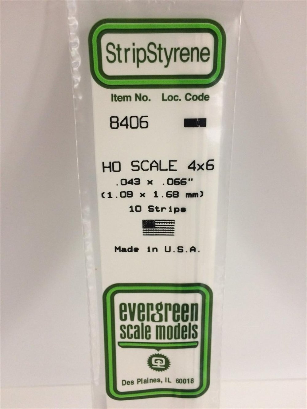 Evergreen 8406 Plastik Çıta-355Mm Boy-1,09X1,68Mm-10 Adet -B