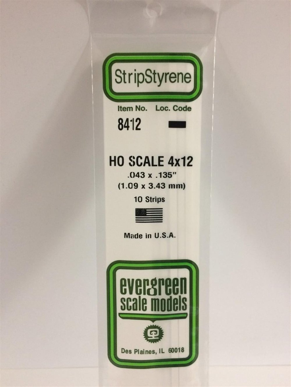 Evergreen 8412 Plastik Çıta-355Mm Boy-1,09X3,43Mm-10 Adet -B