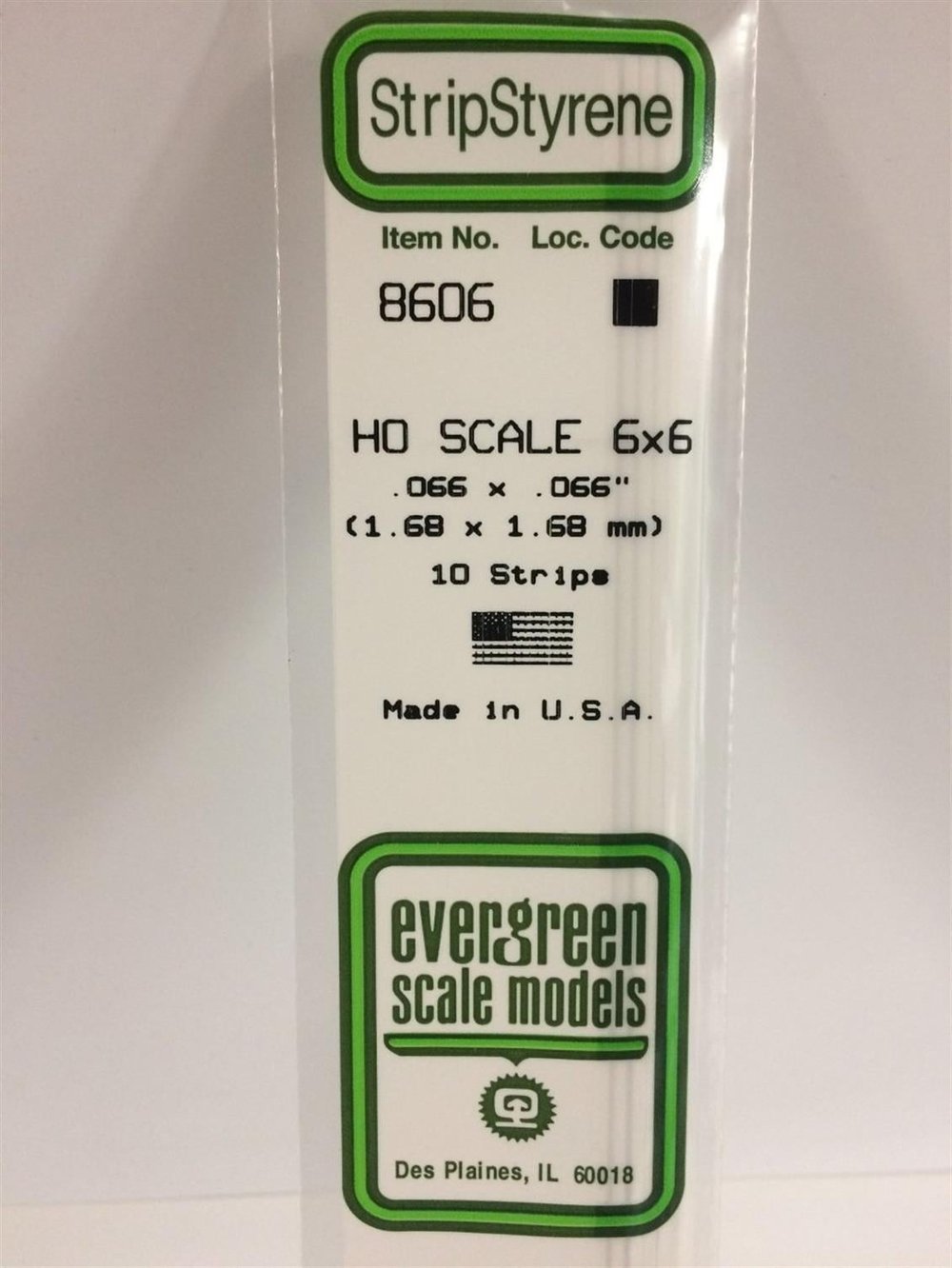 Evergreen 8606 Plastik Çıta-355Mm Boy-1,68X1,68Mm-10 Adet -B