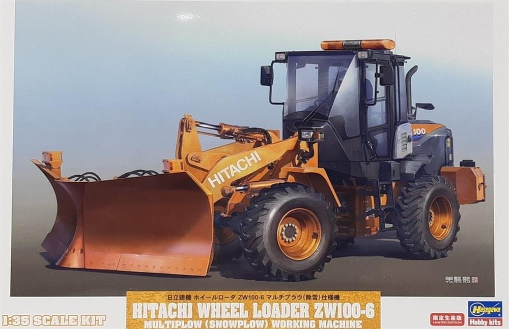 Hasegawa 66102 1/35 Ölçek, Hitachi Kar Küreme Aparatlı Tekerlekli Loader Plastik Model Kiti
