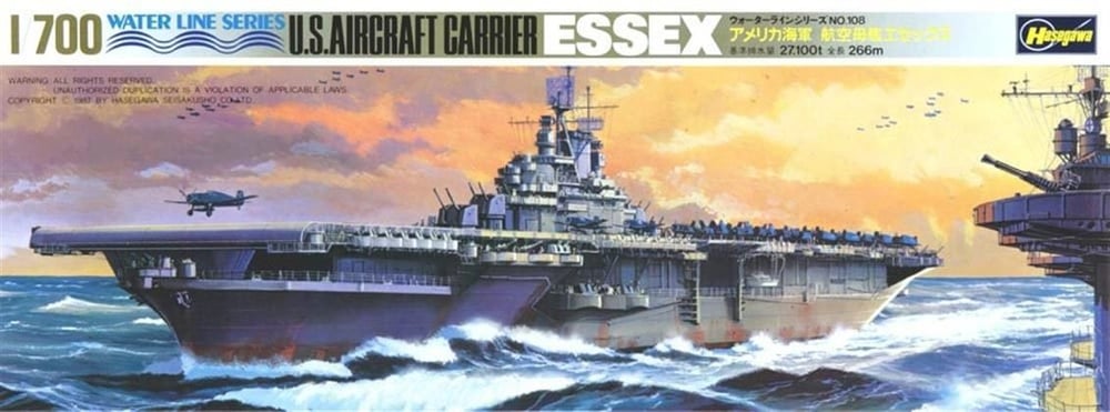 Hasegawa 707 49707 1/700 Ölçek, ABD Essex Uçak Gemisi (Waterline Serisi), Plastik Model Kiti