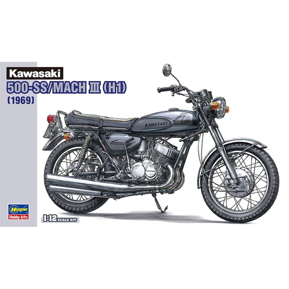 Hasegawa BK10 21510 1/12 Ölçek, Kawasaki 500-SS/MACH III (H1) (1969), Motosiklet Plastik Model Kiti