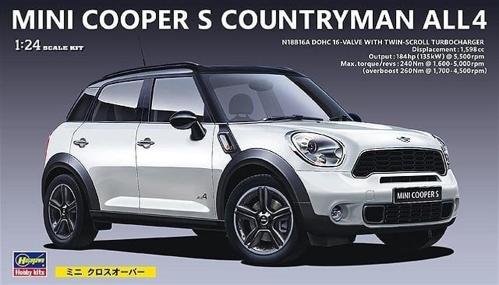 Hasegawa CD21 24121 1/24 Ölçek, Mini Cooper S Countryman All4, Otomobil Plastik Model Kiti