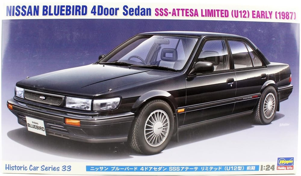 Hasegawa HC33 21133 1/24 Ölçek, Nissan Bluebird 4-Door Sedan SSS-Attesa Limited (U12) 1987, Otomobil Plastik Model Kiti