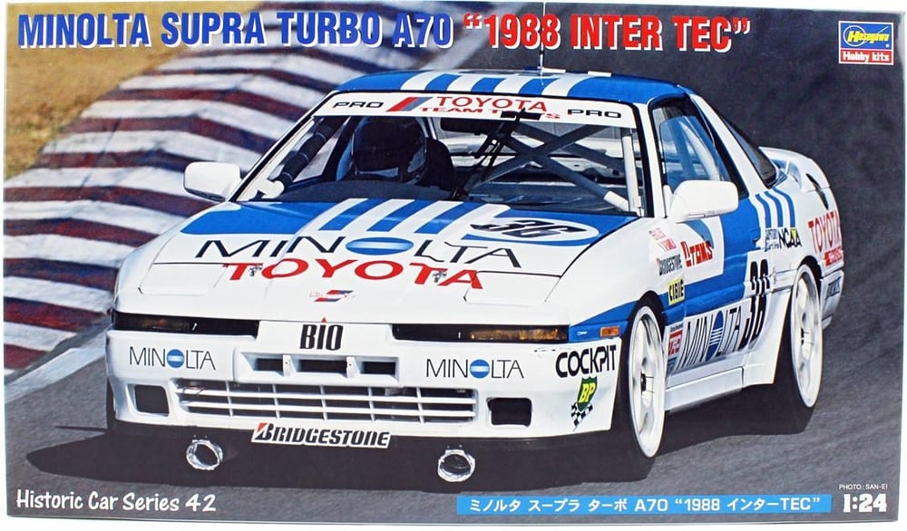 Hasegawa HC42 21142 1/24 Ölçek, Toyota Minolta Supra Turbo A70 (1988 Inter Tec), Yarış Aracı Plastik Model Kiti