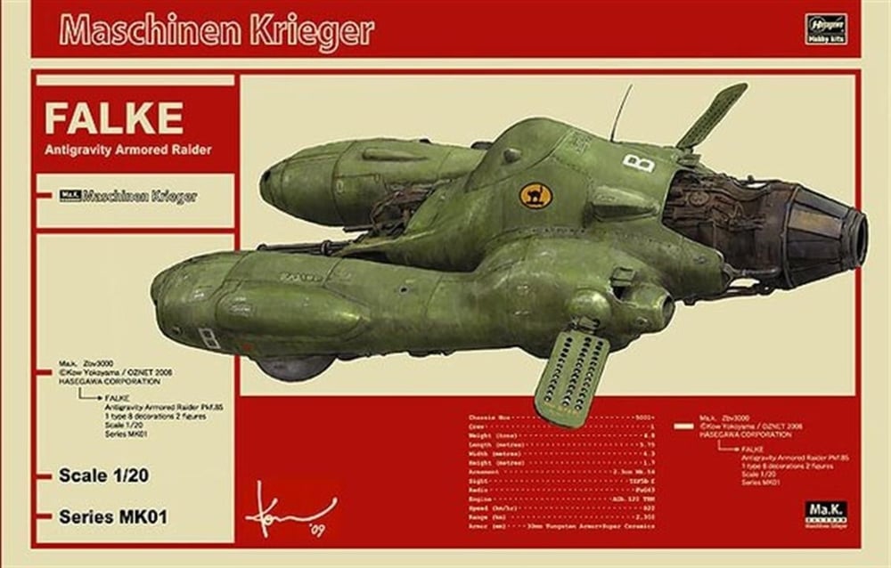 Hasegawa MK01 64001 1/20 Ölçek, Antigravity Armored Raider, Maschinen Krieger Serisi, Bilim Kurgu Plastik Model Kiti