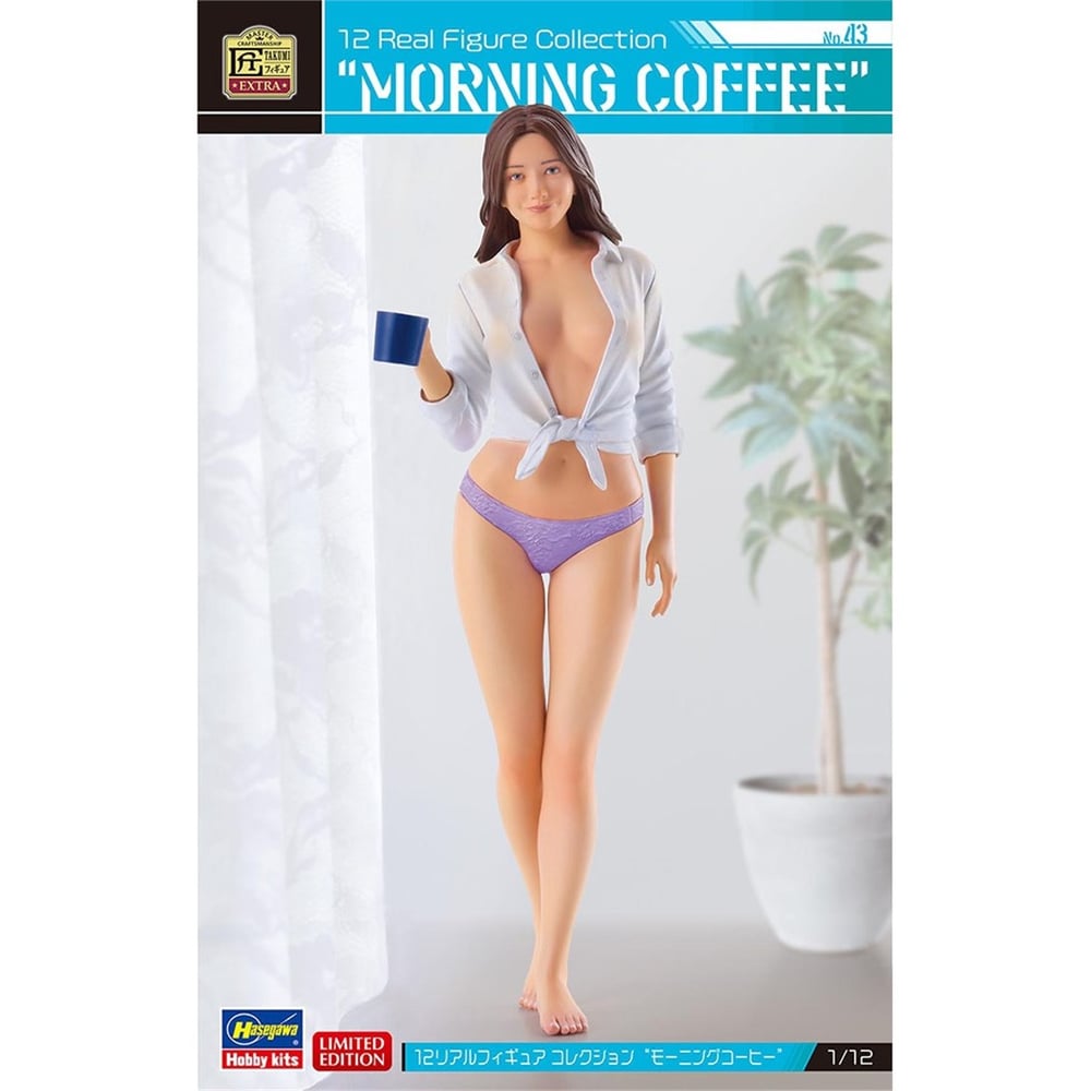 Hasegawa SP638 52438 1/12 Ölçek, 12 Real Figure Collection 43 (Morning Coffee) Kız Figürü, Plastik Model Kiti