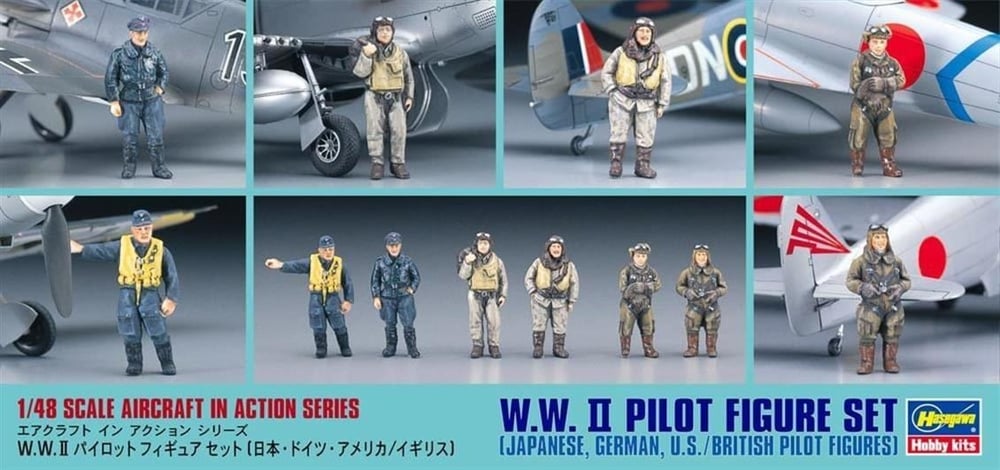 Hasegawa X48-7 36007 1/48 Ölçek, WW II Pilot Figürleri, Plastik Model Kiti