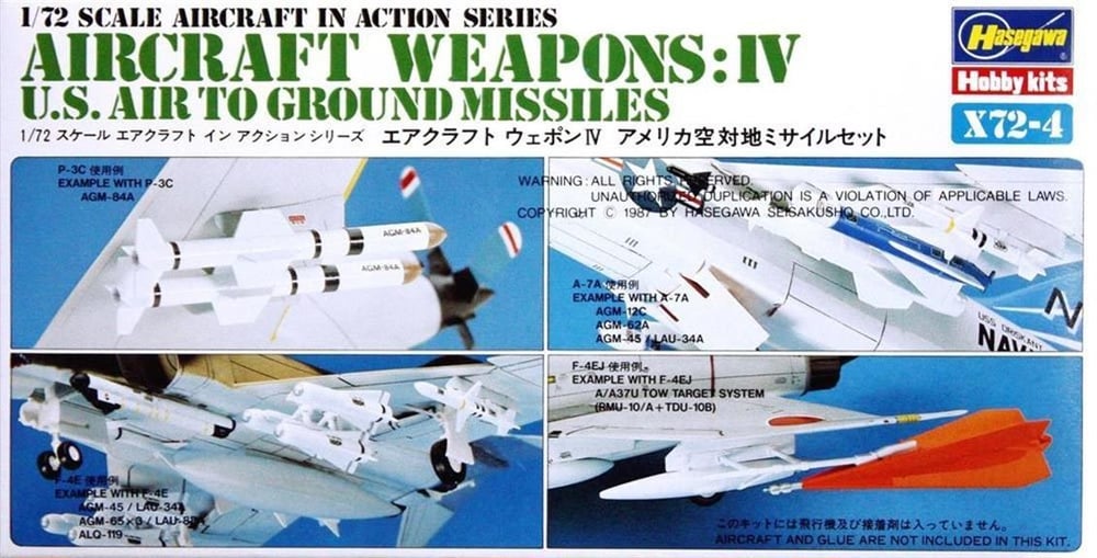Hasegawa X72-4 35004 1/72 Ölçek, Savaş Uçağı Silahları-IV, Plastik Model Kiti