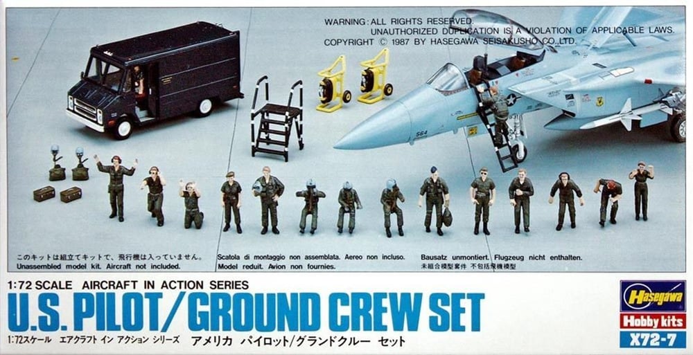 Hasegawa X72-7 35007 1/72 Ölçek, US Pilot ve Yer Ekibi Figürleri, Plastik Model Kiti