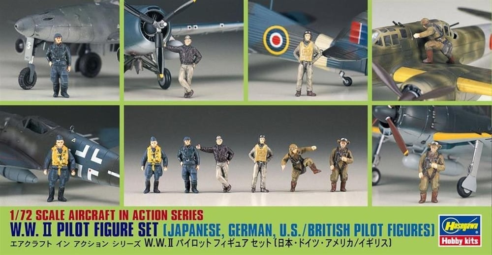 Hasegawa X72-8 35008 1/72 Ölçek, WW II Karışık Pilot Figürleri, Plastik Model Kiti