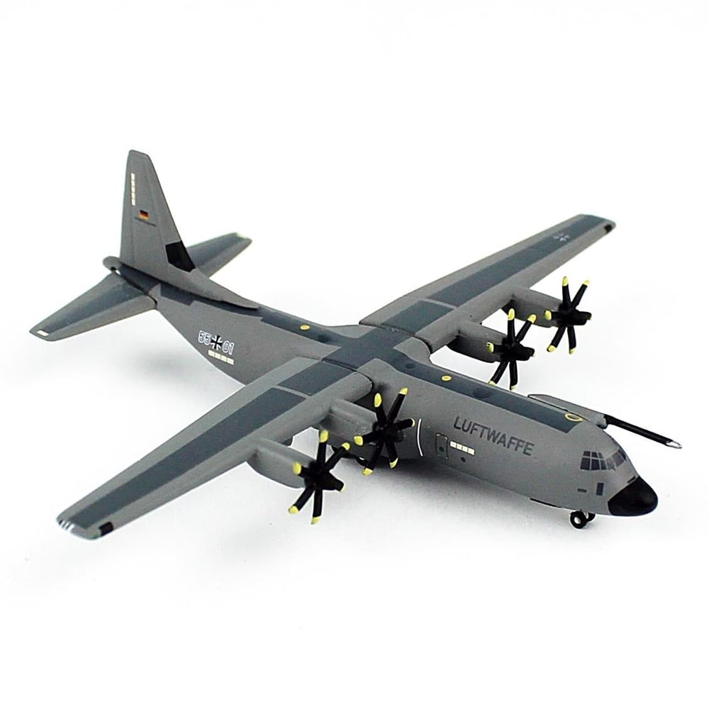 Herpa 537438 1/500 Ölçek, Luftwaffe C-130J-30 Super Hercules, Metal, Sergilemeye Hazır Model Askeri Uçak