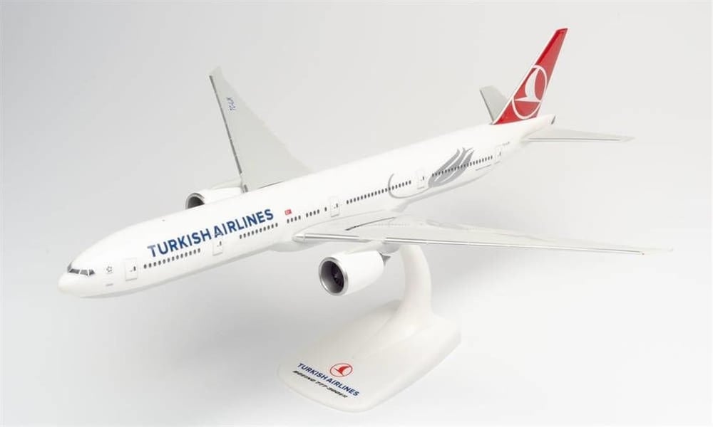Herpa 613057 1/200 Ölçek, B777-300ER Turkish Airlines TC-Izmir, Snapfit, Sergilemeye Hazır Model Yolcu Uçağı
