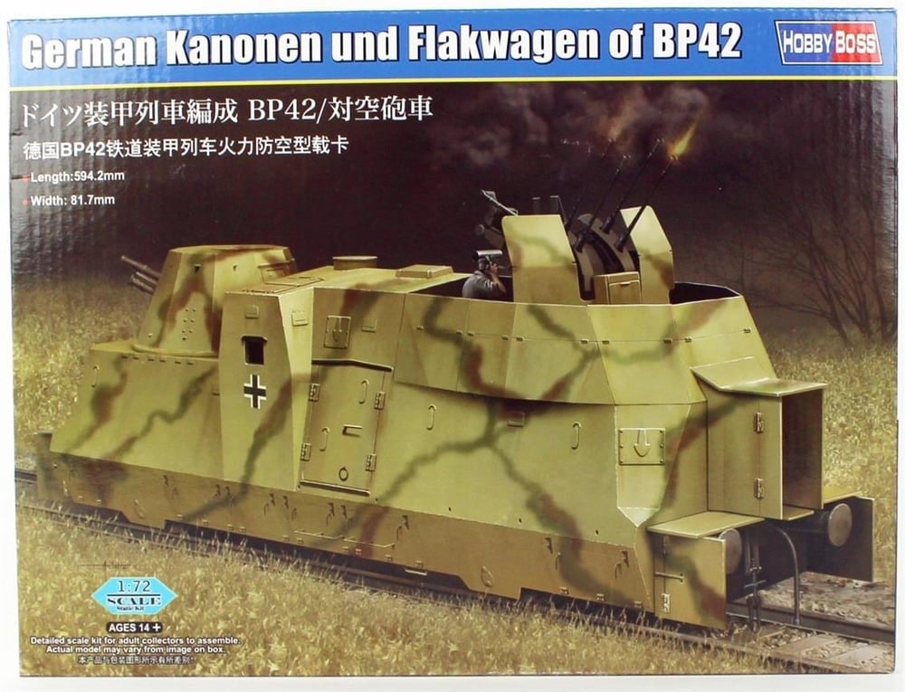 HobbyBoss 82925 1/72 Ölçek, Alman BP42 Top ve Uçaksavar vagonları, Plastik Model Kiti