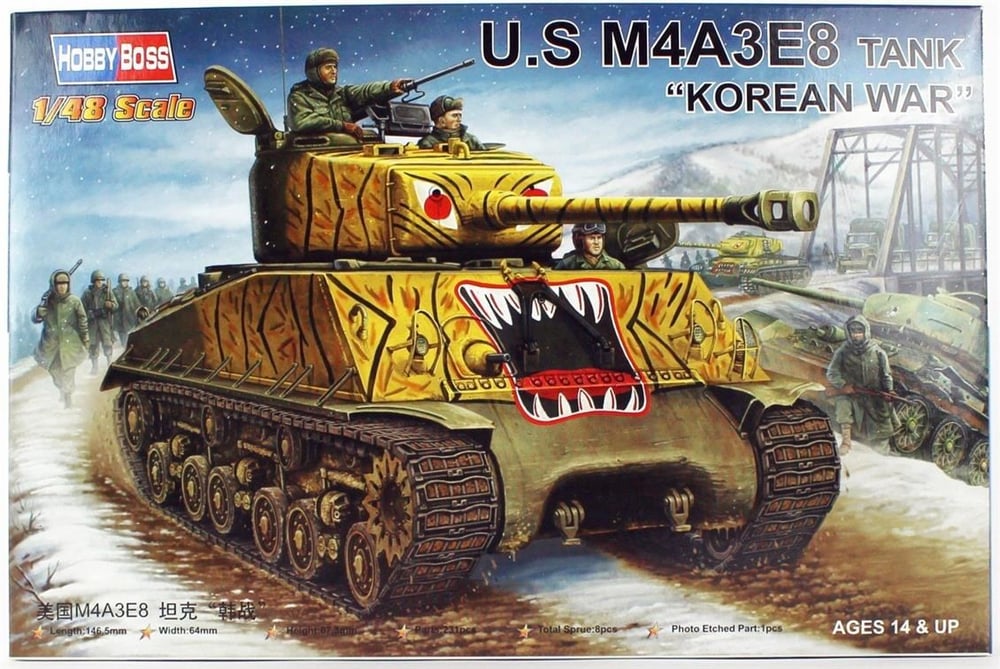 HobbyBoss 84804 1/48 Ölçek, M4A3E8 Tankı, Plastik Model Kiti