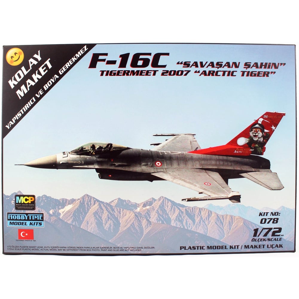 Hobbytime 078 1/72 Ölçek, F-16C Savaşan Şahin (Tigermeet 2007) Savaş Uçağı, Kolay Maket Plastik Model Kiti