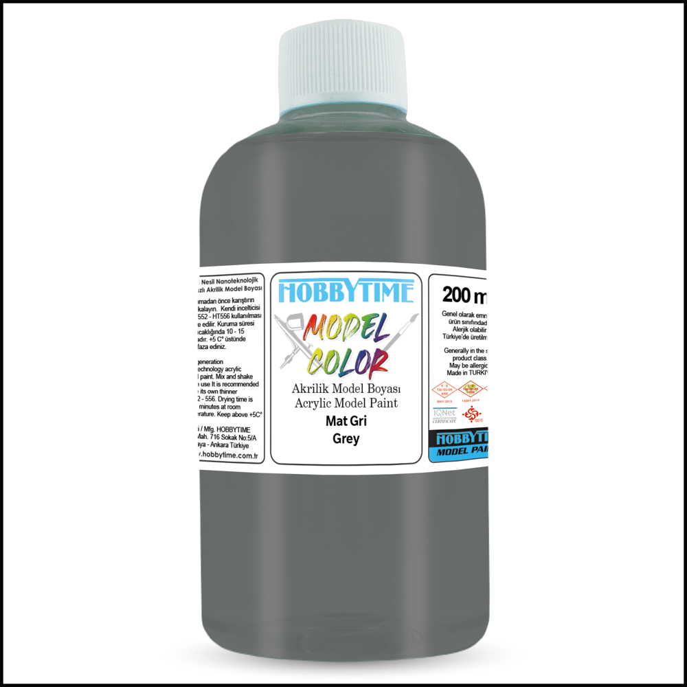 Hobbytime 480 200 ml. Mat Gri (Grey ), Akrilik Model Boyası