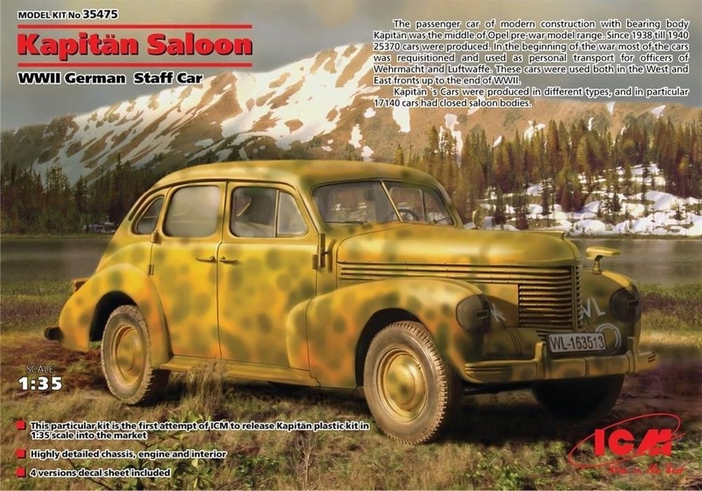 ICM 35475 Kapitän Saloon, WWII German Staff Car