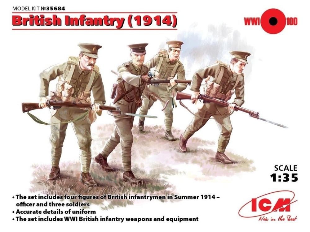 ICM 35684 1/35 Ölçek, British Infantry 1914 4 figures