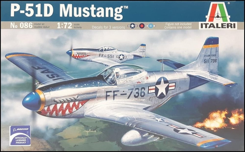 Italeri 0086S 1/72 Ölçek, F-51D Mustang Savaş Uçağı, Plastik Model kiti