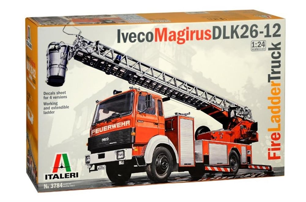 Italeri 3784S 1/24 Ölçek, IVeco Magirus DLK 26-12 Merdivenli İtfaiye Aracı, Plastik Model kiti